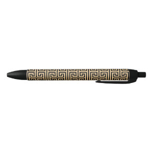 Greek Meander Key Square H Pattern Brown Black Ink Pen