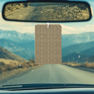 Greek Meander Key Square H Pattern Brown Car Air Freshener