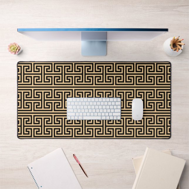 Greek Meander Key Square H Pattern Brown Desk Mat (Office 1)