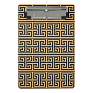 Greek Meander Key Square H Pattern Brown Mini Clipboard