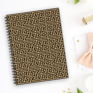 Greek Meander Key Square H Pattern Brown Notebook