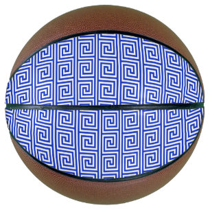 Greek Meander Key Squares Pattern Blue Basketball
