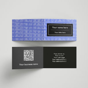 Greek Meander Key Squares Pattern Blue Business Card