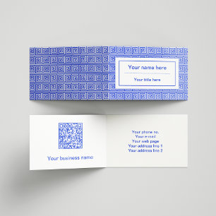 Greek Meander Key Squares Pattern Blue Business Card