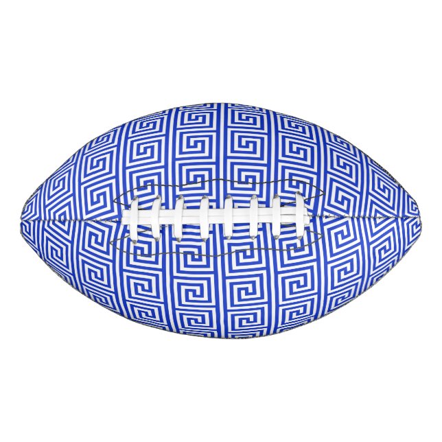 Greek Meander Key Squares Pattern Blue Football (Front)