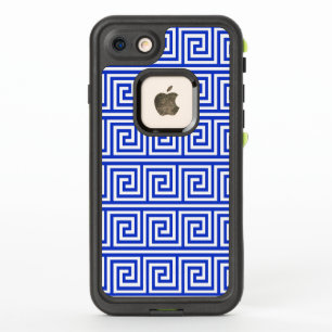 Greek Meander Key Squares Pattern Blue