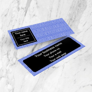 Greek Meander Key Squares Pattern Blue Mini Business Card