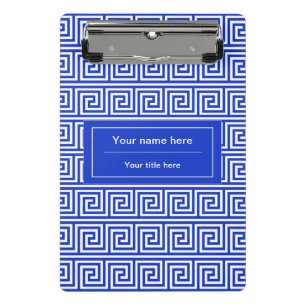 Greek Meander Key Squares Pattern Blue Mini Clipboard