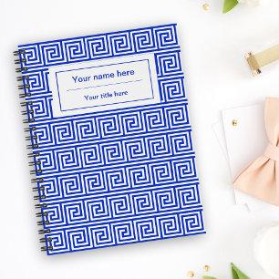 Greek Meander Key Squares Pattern Blue Notebook