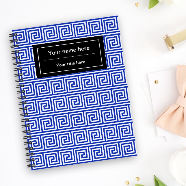 Greek Meander Key Squares Pattern Blue Notebook (Creator Uploaded)