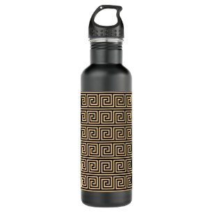 Greek Meander Key Squares Pattern Brown 710 Ml Water Bottle