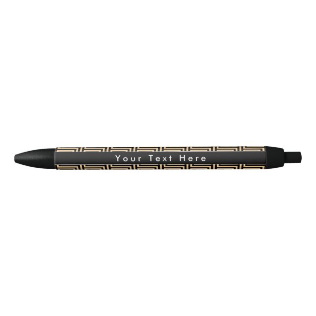 Greek Meander Key Squares Pattern Brown Black Ink Pen (Front)