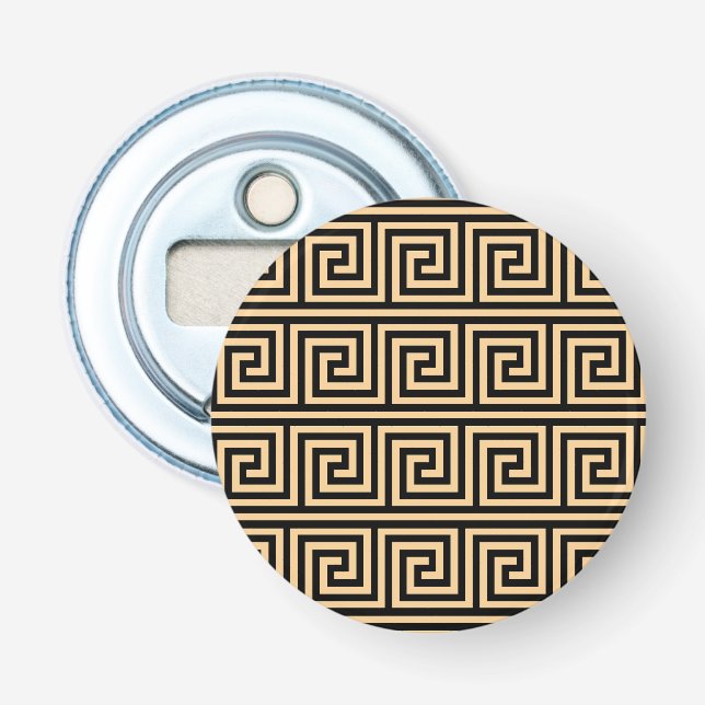 Greek Meander Key Squares Pattern Brown Bottle Opener (Front)