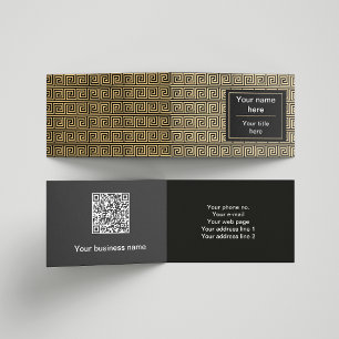 Greek Meander Key Squares Pattern Brown Business Card