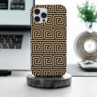 Greek Meander Key Squares Pattern Brown