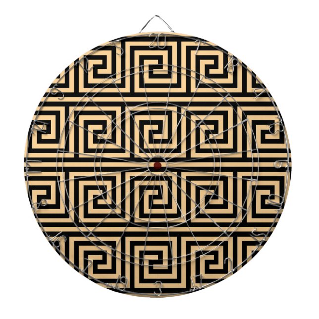 Greek Meander Key Squares Pattern Brown Dartboard (Front)