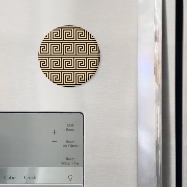 Greek Meander Key Squares Pattern Brown Magnet (In Situ (Fridge))