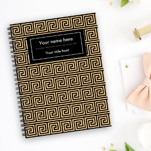 Greek Meander Key Squares Pattern Brown Planner