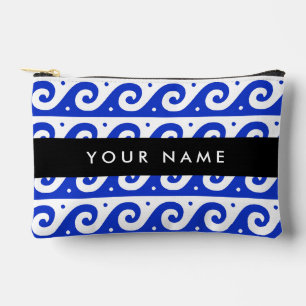 Greek Meander Key, Wave Key, Blue, Your Name Accessory Pouch