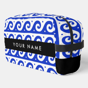 Greek Meander Key, Wave Key, Blue, Your Name Dopp Kit