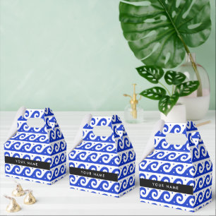 Greek Meander Key, Wave Key, Blue, Your Name Favour Box