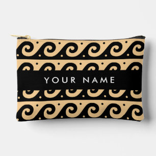 Greek Meander Key, Wave Key, Brown, Your Name Accessory Pouch