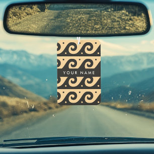 Greek Meander Key, Wave Key, Brown, Your Name Car Air Freshener