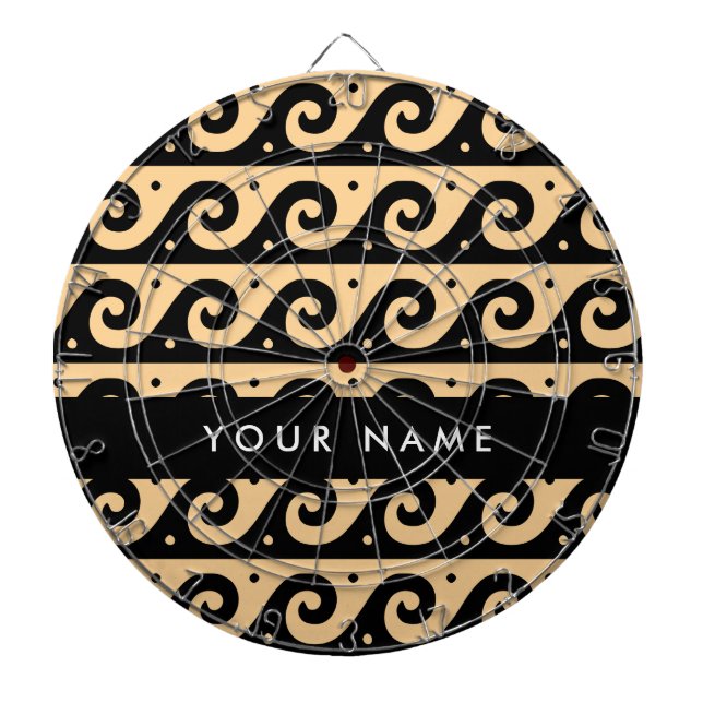 Greek Meander Key, Wave Key, Brown, Your Name Dartboard (Front)