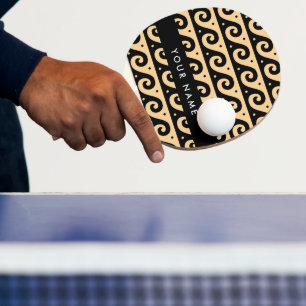 Greek Meander Key, Wave Key, Brown, Your Name Ping Pong Paddle