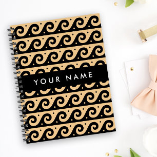 Greek Meander Key, Wave Key, Brown, Your Name Planner