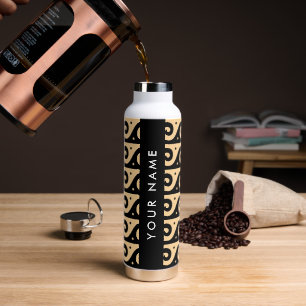 Greek Meander Key, Wave Key, Brown, Your Name Water Bottle