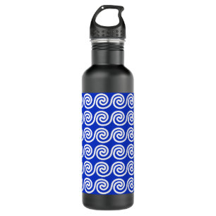 Greek Meander Key Waves Pattern Blue 710 Ml Water Bottle