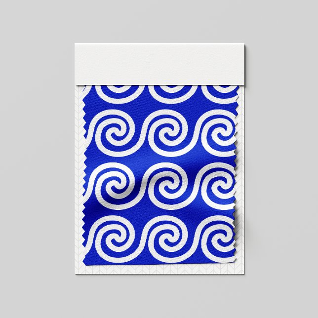 Greek Meander Key Waves Pattern Blue Fabric (Creator Uploaded)