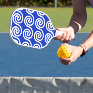 Greek Meander Key Waves Pattern Blue Pickleball Paddle