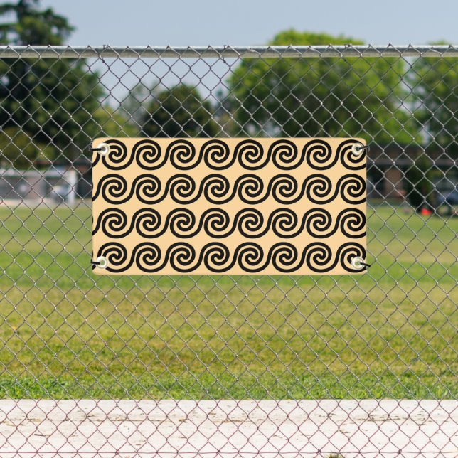 Greek Meander Key Waves Pattern Brown Banner (Insitu)