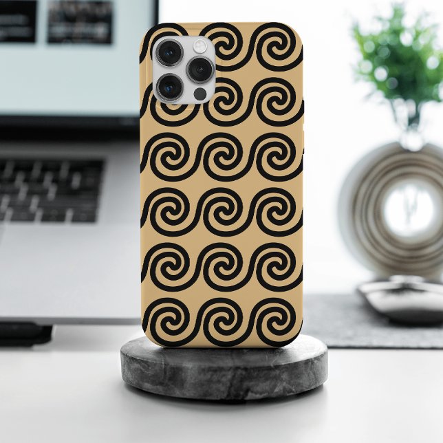 Greek Meander Key Waves Pattern Brown Case-Mate iPhone Case (Creator Uploaded)