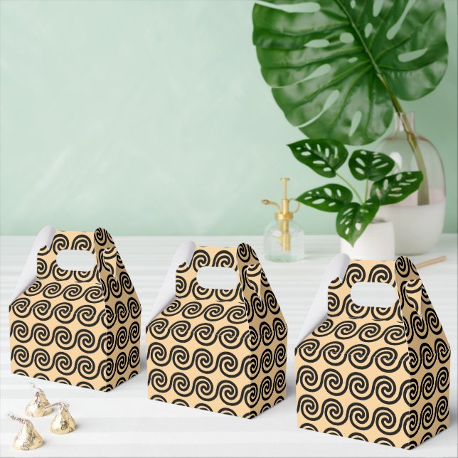 Greek Meander Key Waves Pattern Brown Favour Box (Multiple)