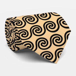 Greek Meander Key Waves Pattern Brown Tie