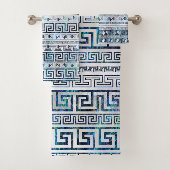 Greek Meander Pattern - Greek Key Ornament Bath Towel Set (Insitu)