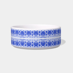 Greek Mediterranean Arabesque Pattern Blue Bowl