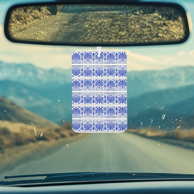 Greek Mediterranean Arabesque Pattern Blue Car Air Freshener (Creator Uploaded)