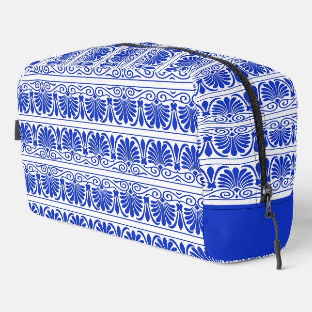 Greek Mediterranean Arabesque Pattern Blue Dopp Kit (Right Corner)