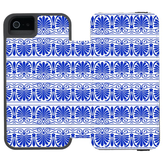 Greek Mediterranean Arabesque Pattern Blue Incipio iPhone Wallet Case (Folio Open)