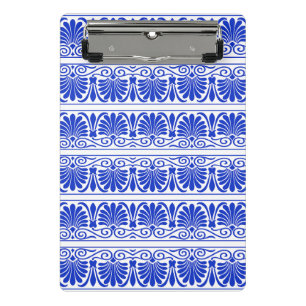 Greek Mediterranean Arabesque Pattern Blue Mini Clipboard