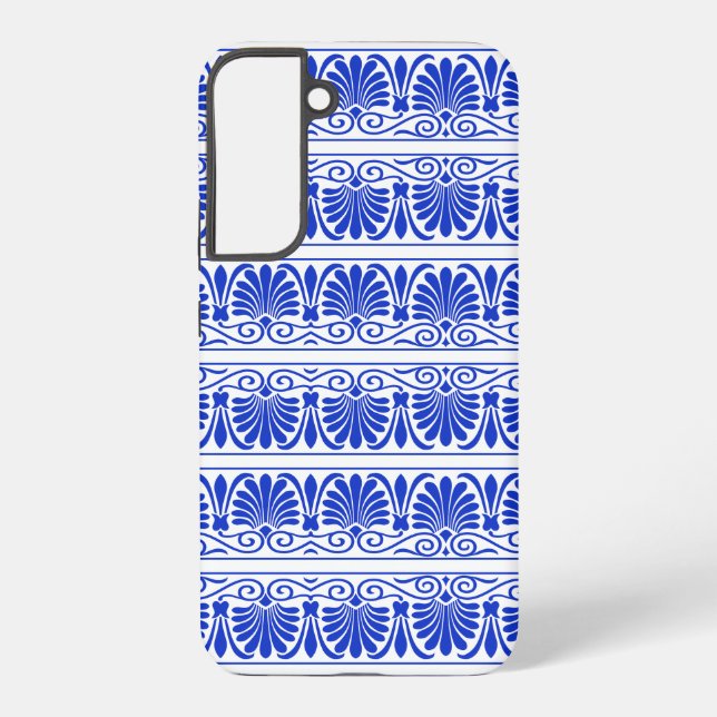 Greek Mediterranean Arabesque Pattern Blue Samsung Galaxy S22+ Case (Back)