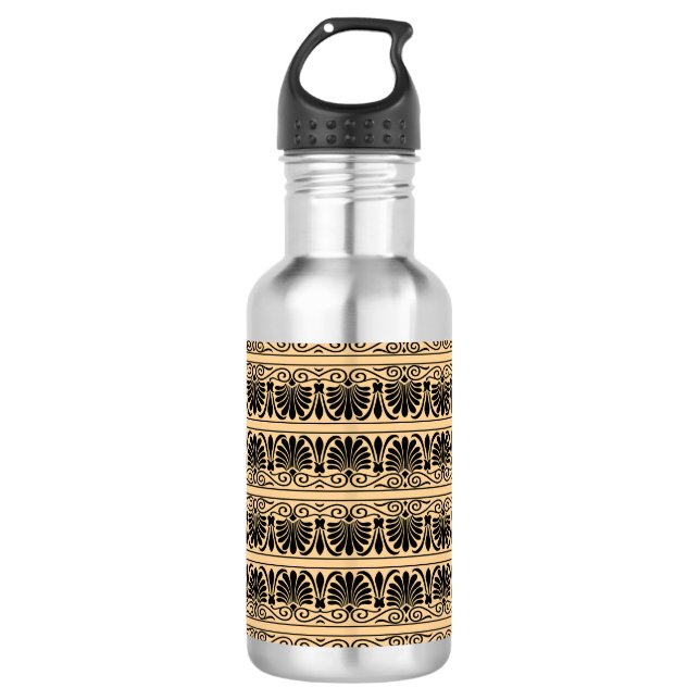 Greek Mediterranean Arabesque Pattern Brown 532 Ml Water Bottle (Front)