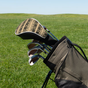 Greek Mediterranean Arabesque Pattern Brown Golf Head Cover