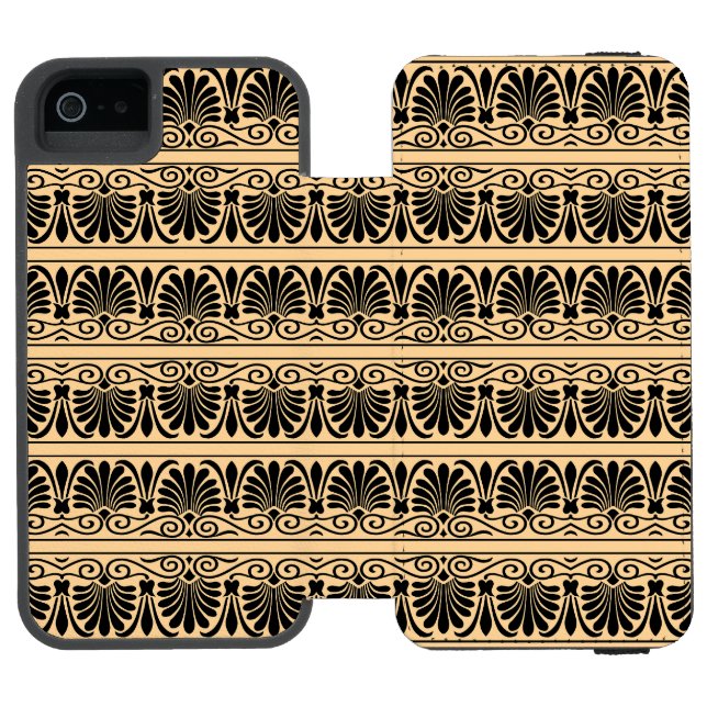 Greek Mediterranean Arabesque Pattern Brown Incipio iPhone Wallet Case (Folio Open)