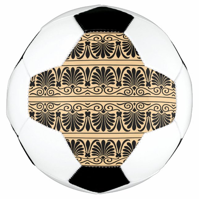 Greek Mediterranean Arabesque Pattern Brown Soccer Ball (Front)