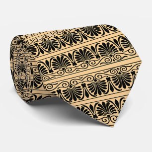 Greek Mediterranean Arabesque Pattern Brown Tie